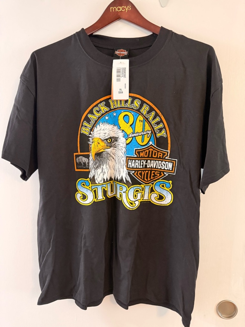 Harley-Davidson Black Sturgis Eagle Graphic Tee with Yellow & Blue Accents